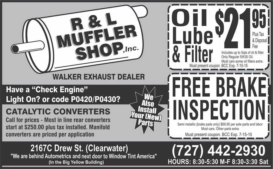 Coupon for R & L Muffler Shop